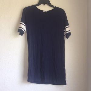 Short, navy blue and white dress